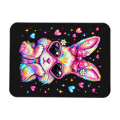Magnet Flexible Joli Lapin Coquette Tie Dye Pâques (Horizontal)