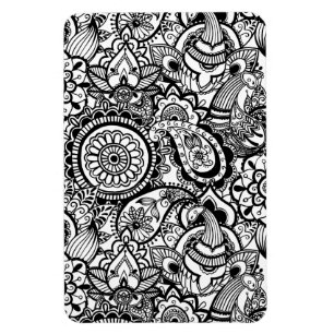 Magnet Flexible Joli motif floral noir et blanc cachemire