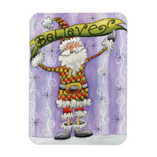 Magnet Flexible Joli Noël de dessin animé, je crois au Père Noël