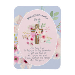 Magnet Flexible Joli poème personnalisé GODMOTHER rose Floral