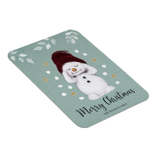 Magnet Flexible Joli Snowman d'hiver bleu Noël (Côté Droit)