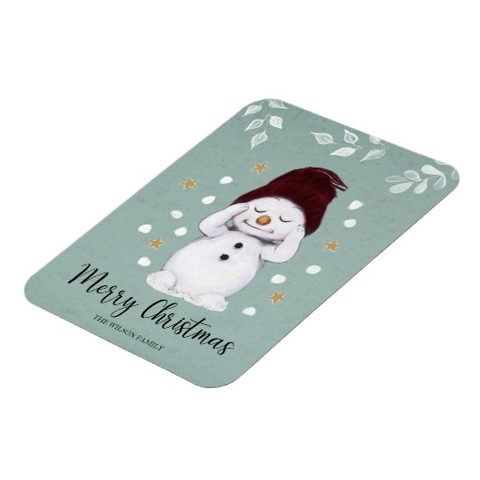 Magnet Flexible Joli Snowman d'hiver bleu Noël (Côté Gauche)