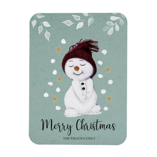 Magnet Flexible Joli Snowman hiver Noël bleu (Vertical)