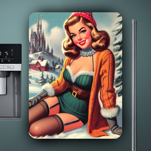 Magnet Flexible Jolie épinglette rétro d'hiver