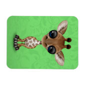 Magnet Flexible Jolie Giraffe Bébé Curieuse sur Vert (Horizontal)