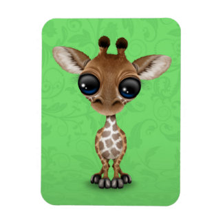 Magnet Flexible Jolie Giraffe Bébé Curieuse sur Vert