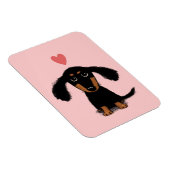 Magnet Flexible Jolie longue aigue Dachshund Chiot avec coeur (Côté Droit)