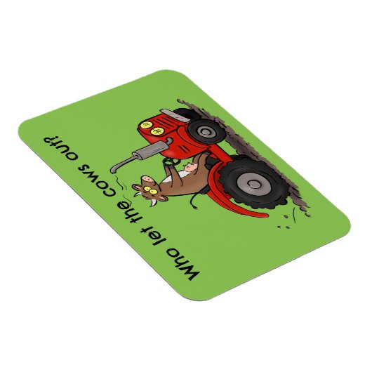 Magnet Flexible Jolie vache heureuse conduisant un dessin animé de (Côté Droit)