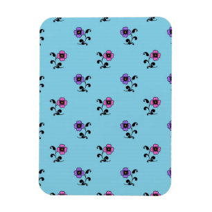 Magnet Flexible Jolies fleurs sur fond bleu