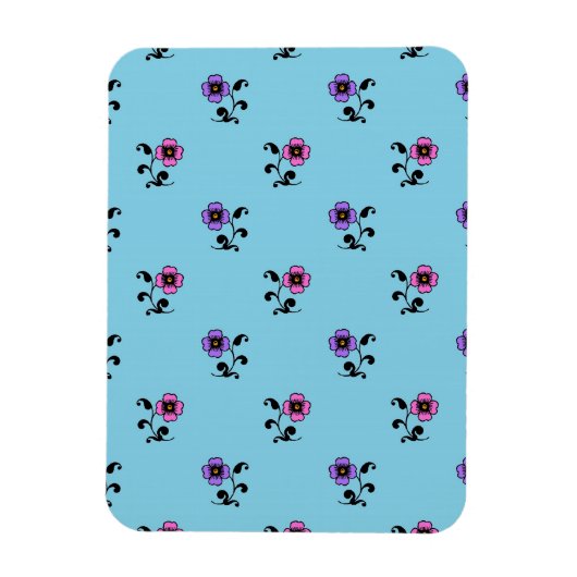 Magnet Flexible Jolies fleurs sur fond bleu (Vertical)