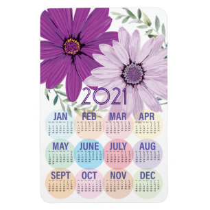 Magnet Flexible Jolies marguerites violettes Calendrier personna
