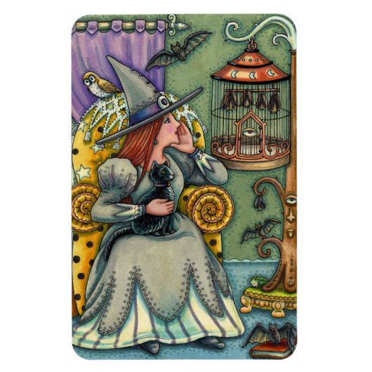 MAGNET FLEXIBLE JOLIMENT WITCH, CHAT & SES ANIMAUX, CAGE DE MAIN, (Vertical)