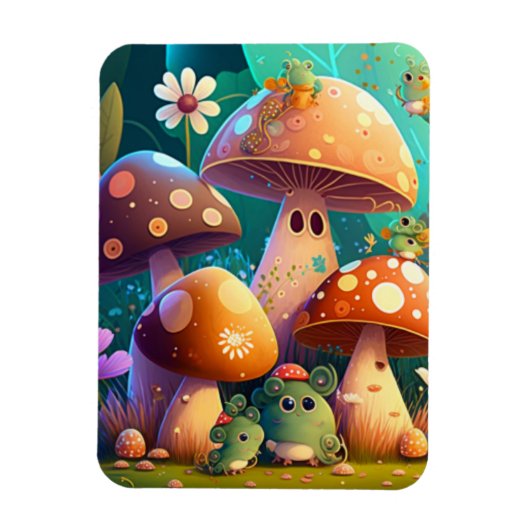 Magnet Flexible Jolis petits champignons verts mignons bébé (Vertical)