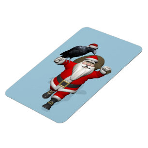Magnet Flexible Jolly Santa Claus aime les ravens noirs