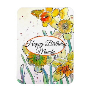 Magnet Flexible Jonquille de printemps Fleur Aquarelle Anniversair