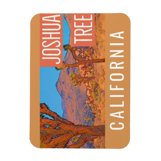 Magnet Flexible Joshua Tree California Retro Travel Poster (Vertical)