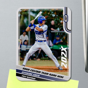 Magnet Flexible Joueur de baseball cadeau personnalisé en bleu