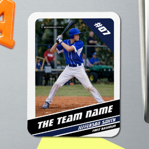 Magnet Flexible Joueur de baseball personnalisable blanc bleu