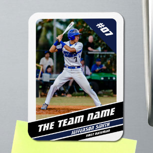 Magnet Flexible Joueur de Baseball Personnalisable Blanc Bleu
