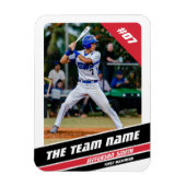 Magnet Flexible Joueur de baseball personnalisable Blanc Rouge (Vertical)