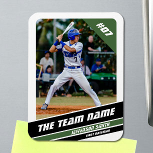 Magnet Flexible Joueur de baseball Personnalisable Blanc Vert