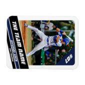 Magnet Flexible Joueur de baseball Personnalisable Bleu Blanc (Horizontal)