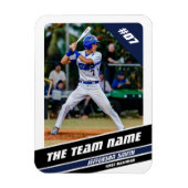 Magnet Flexible Joueur de baseball Personnalisable Bleu Blanc (Vertical)