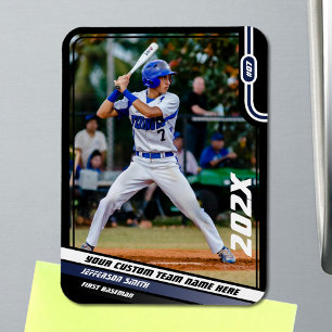 Magnet Flexible Joueur de baseball personnalisé bleu