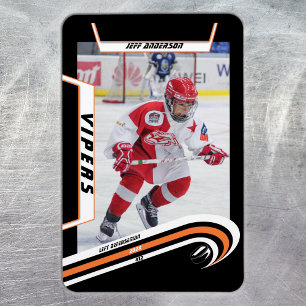 Magnet Flexible Joueur de hockey sur glace Cadeau sur fond orange