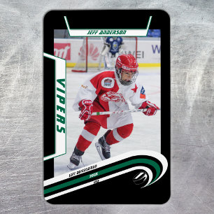 Magnet Flexible Joueur de hockey sur glace Cadeau sur fond vert vi