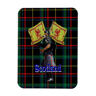 Magnet Flexible Joueur de pipeau écossais sur le tartan