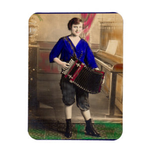 Magnet Flexible Joueuse d'accordéon jeune femme des années 1920 RP