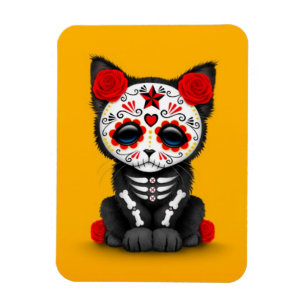 Magnet Flexible Jour rouge mignon du chat Kitten Mort, jaune