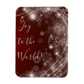Magnet Flexible Joy to the World with White Snowflakes on Red (Vertical)
