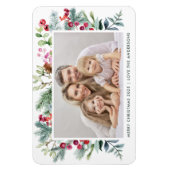 Magnet Flexible Joyeuse aquarelle Noël Holly Berry Photo (Vertical)