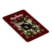 Magnet Flexible Joyeuse carte de Noël avec Tuxedo cat sur mon arbr (Côté Droit)