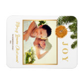 Magnet Flexible Joyeuse carte magnétique photo citron or Noël (Horizontal)