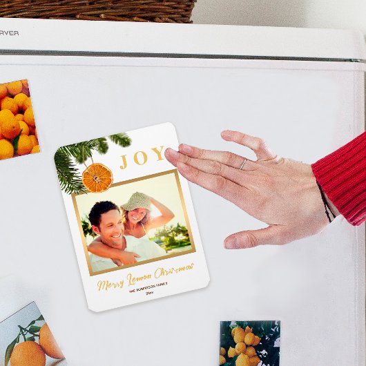 Magnet Flexible Joyeuse carte magnétique photo citron or Noël