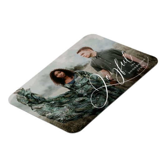 Magnet Flexible Joyeuse Élégance Script photo de vacances (Côté Gauche)