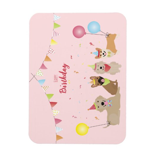 Magnet Flexible Joyeuse fête des chiens d'anniversaire (Vertical)