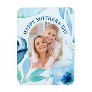 Magnet Flexible Joyeuse Fête des Mères bleu turquoise Aquarelle