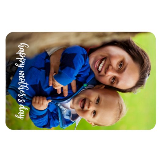 Magnet Flexible Joyeuse fête des mères Modèle photo de script blan (Horizontal)