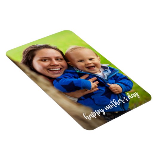Magnet Flexible Joyeuse fête des mères Modèle photo de script blan (Côté Droit)