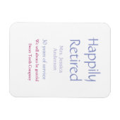 Magnet Flexible Joyeuse retraite nom années de service violet (Horizontal)