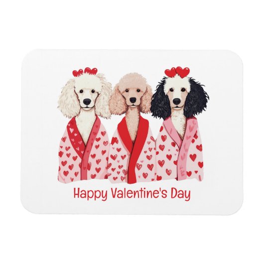 Magnet Flexible Joyeuse Saint-Valentin Chiens Caniches Standards (Horizontal)
