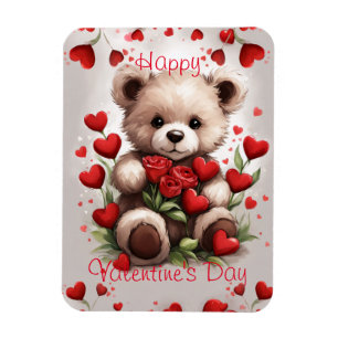 Magnet Flexible Joyeuse Saint-Valentin Ours en Peluche Cœurs d'Amo