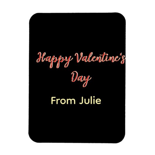 Magnet Flexible Joyeuse Saint-Valentin rouge noir de nom stylé (Vertical)