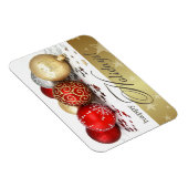 Magnet Flexible Joyeuses fêtes. Cadeau Red Gold Baubles (Côté Droit)