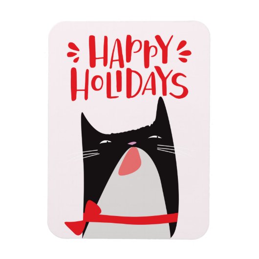 Magnet Flexible Joyeuses fêtes - Cartoon de chat de Noël mignon (Vertical)