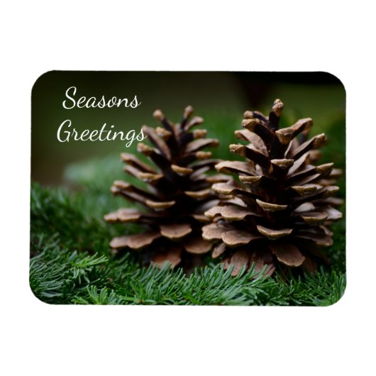Magnet Flexible Joyeuses Fêtes de Pine Cone (Horizontal)